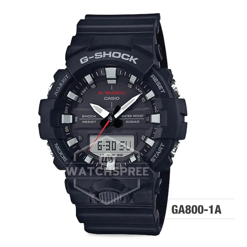 Casio G-Shock GA-800 Analog-Digital Black Resin Strap Watch GA800-1A