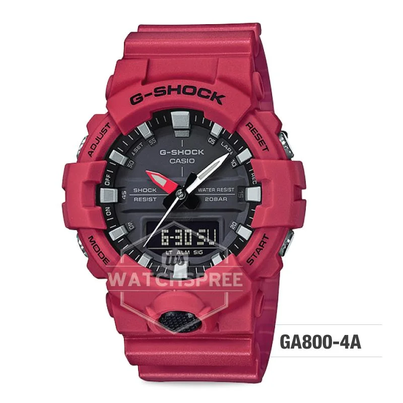 Casio G-Shock GA-800 Analog-Digital Red Resin Strap Watch GA800-4A