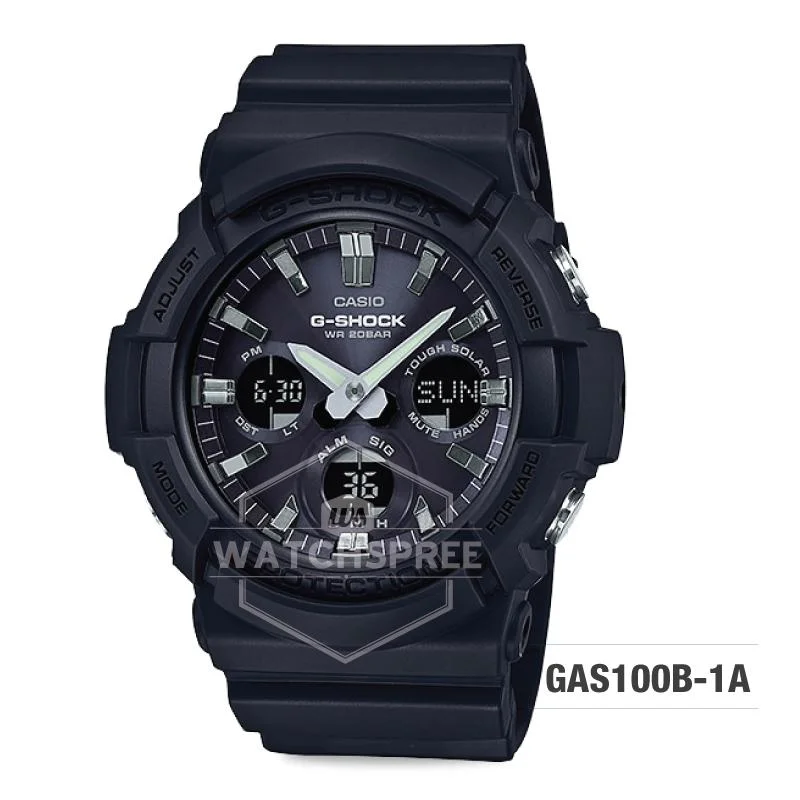 Casio G-Shock Big Case Tough Solar GAS-100 Black Resin Strap Watch GAS100B-1A GAS-100B-1A