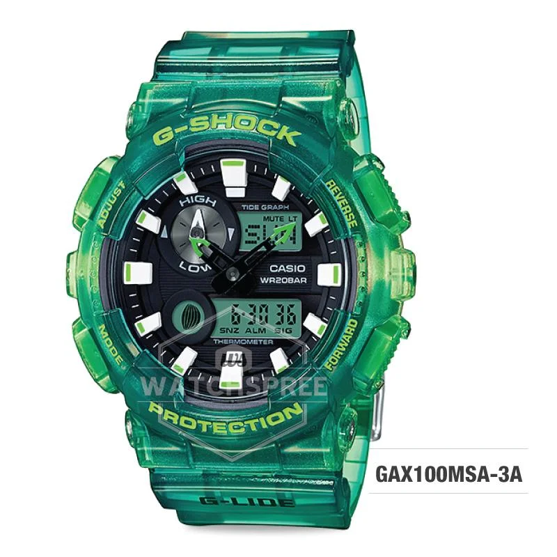 Casio G-Shock G-Lide Series Green Semi-Transparent Strap Watch GAX100MSA-3A