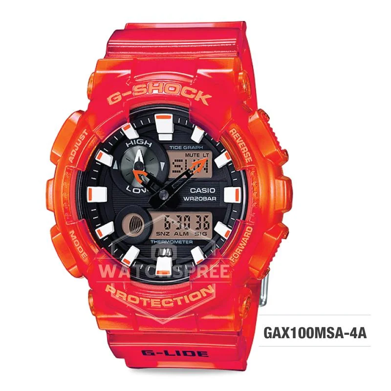 Casio G-Shock G-Lide Series Red Semi-Transparent Watch GAX100MSA-4A