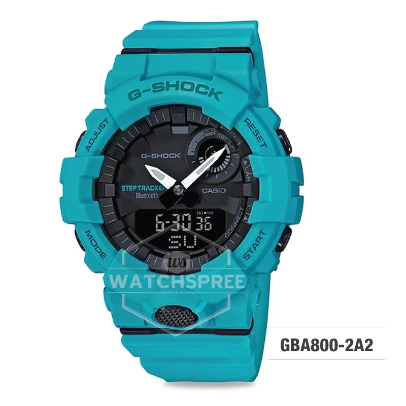 Casio G-Shock G-SQUAD BluetoothÇ???Ç??€¸’??????’?????¶ôÇï¶ôíŸ????ƒ?ªǩ’?????¶ôÇï¶ôǝ?’?????¶ôÇï¶ôíŸ?ǯ¶ôÇû¶ô¶©?’?????¶ôÇï¶ôǝ???’??ǯ¶ôÇû¶ô¶©? Urban Sports Themed Turquoise Blue Resin Band Watch GBA800-2A2 GBA-800-2A2