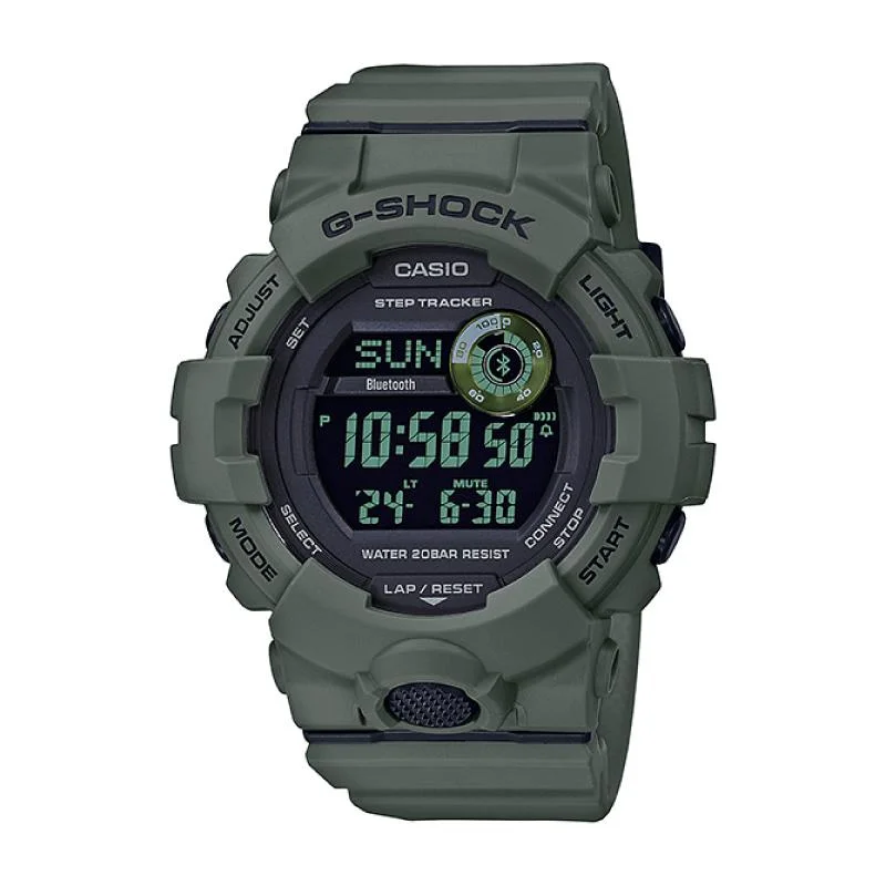 Casio G-Shock G-SQUAD Bluetooth® Utility Colors Collection Matte Green Resin Band Watch GBD800UC-3D GBD-800UC-3D GBD-800UC-3