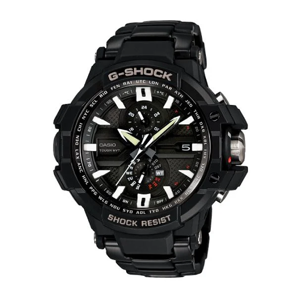 Casio G-Shock Aviation Smart Access  Black IP Stainless Steel Band Watch GWA1000D-1A