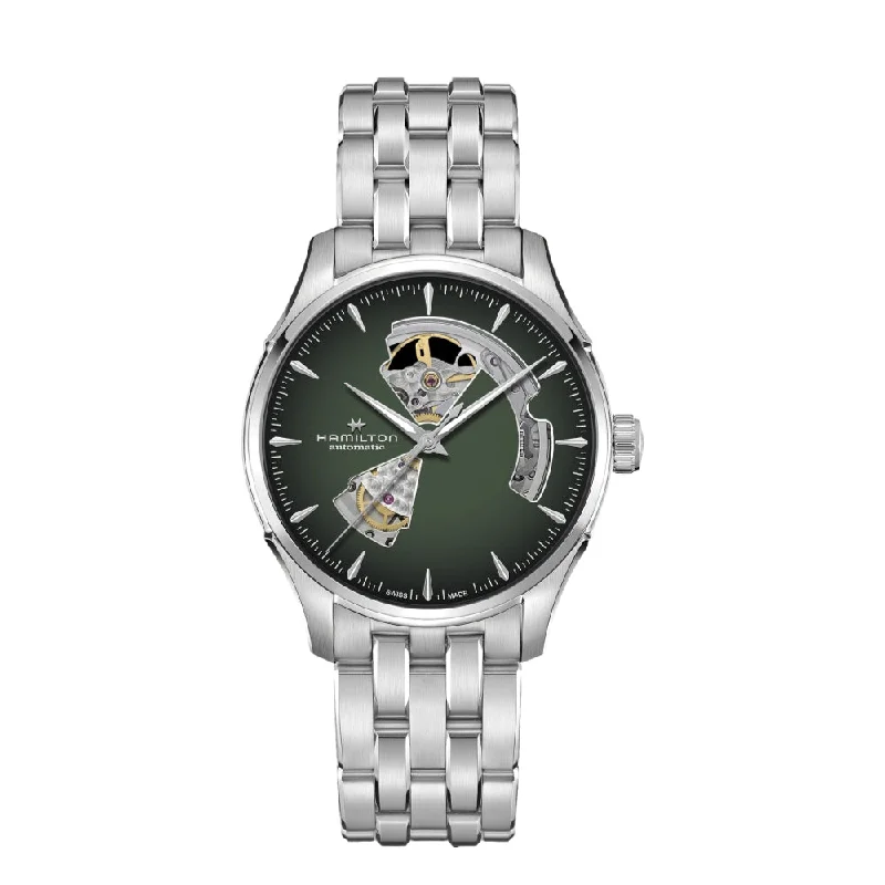 Jazzmaster Open Heart Auto Green Dial on Bracelet