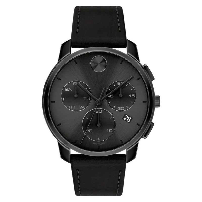 Bold Leather Chronograph Men