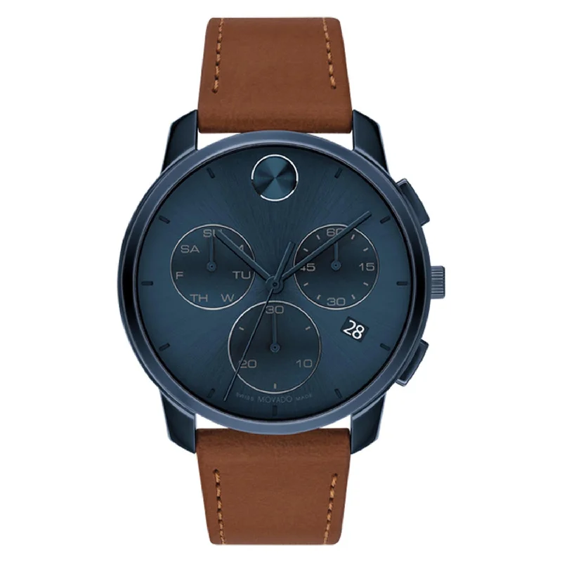 Bold Leather Chronograph Men