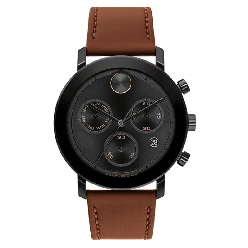 Bold Leather Chronograph Men