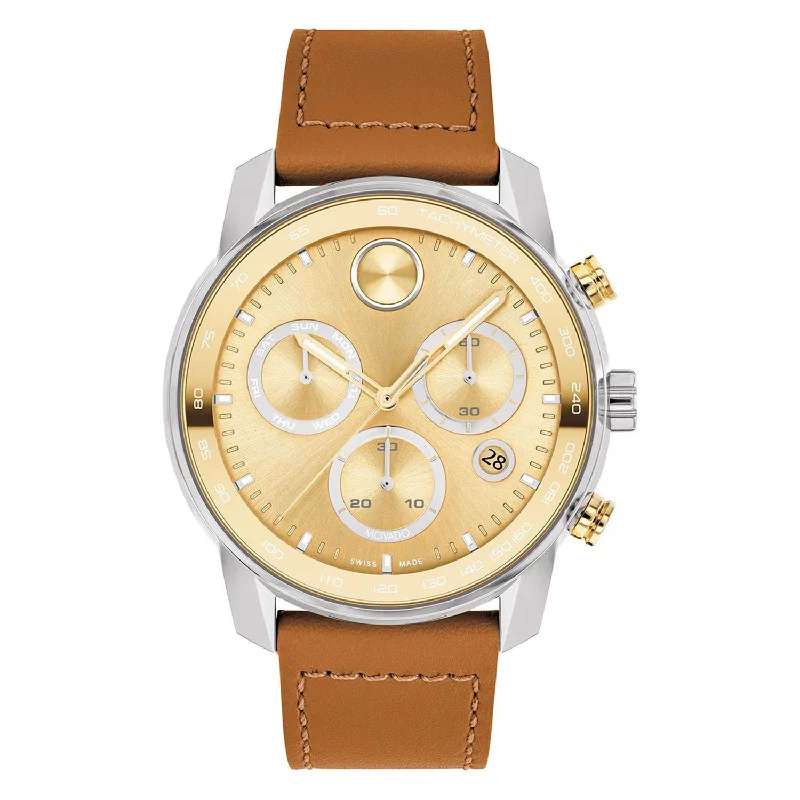 Bold Leather Chronograph Men