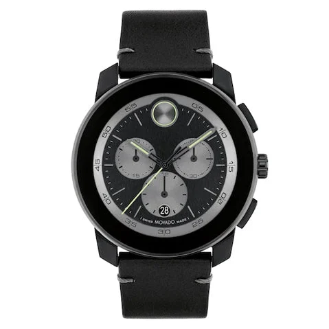 Bold Leather Chronograph Men