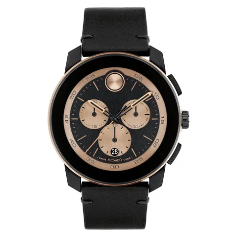 Bold Leather Chronograph Men