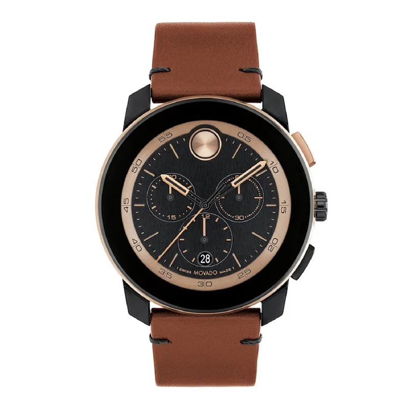 Bold Leather Chronograph Men