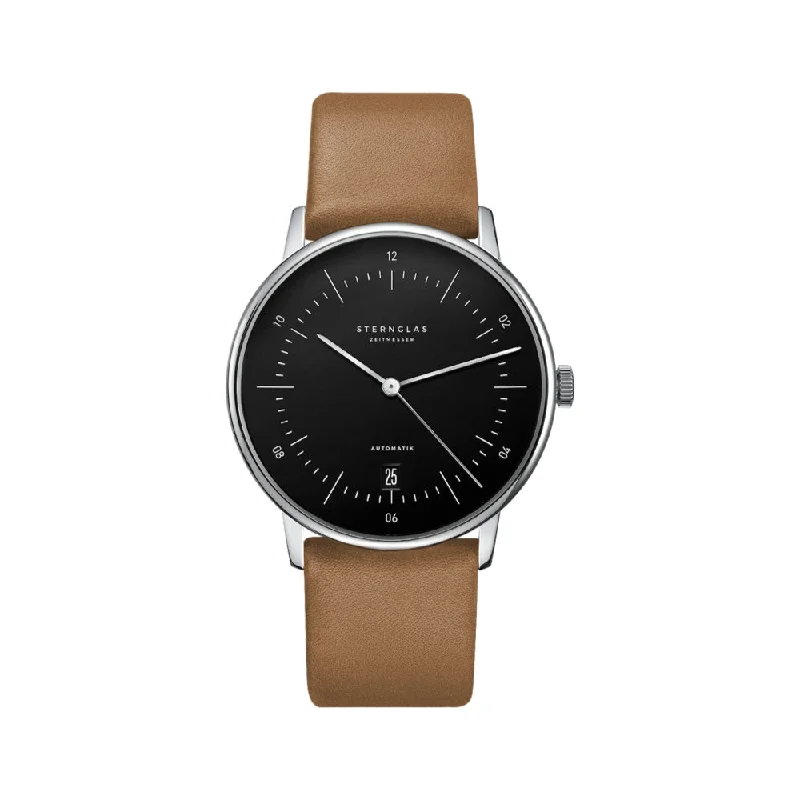 Naos Automatik Black Dial Tan Strap