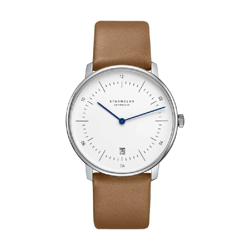 Naos White Dial Tan Strap