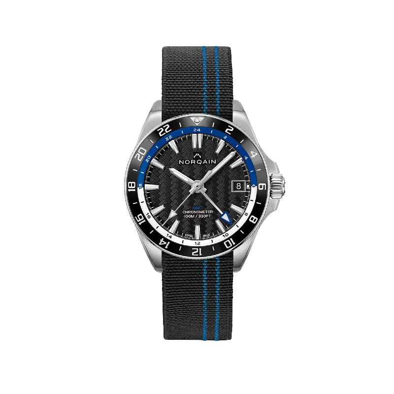 NORQAIN Adventure NEVEREST GMT Blue 41mm - Blue Flex Fabric Strap