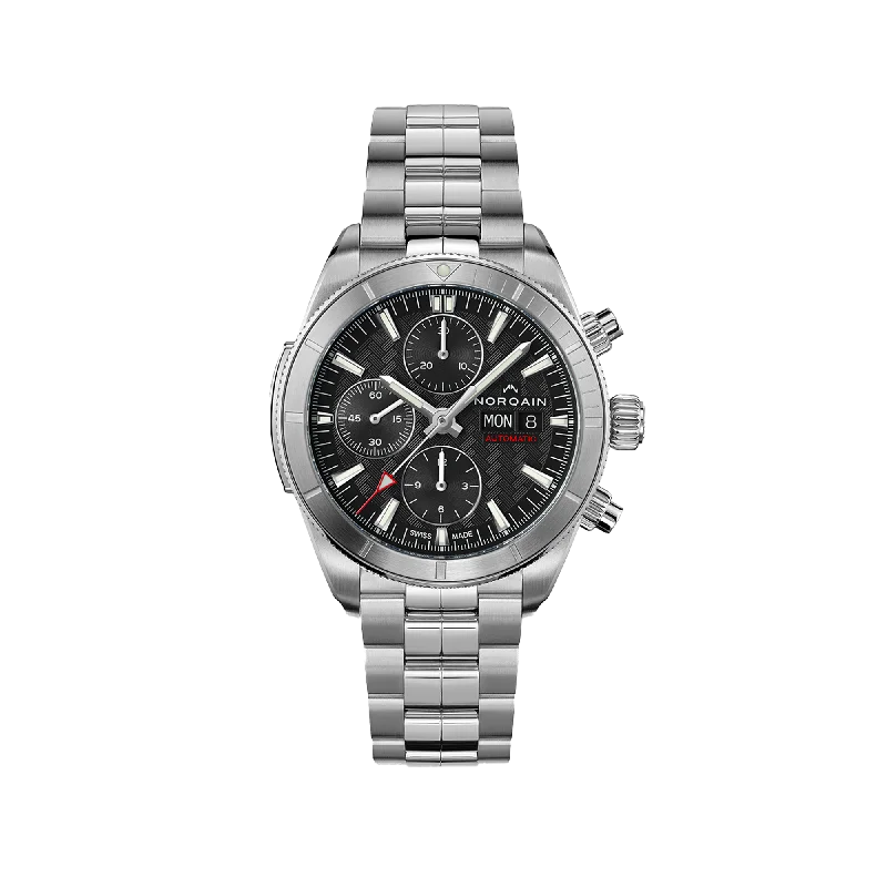 NORQAIN Adventure Sport Chrono Day Date Black 41mm - Stainless Steel Bracelet