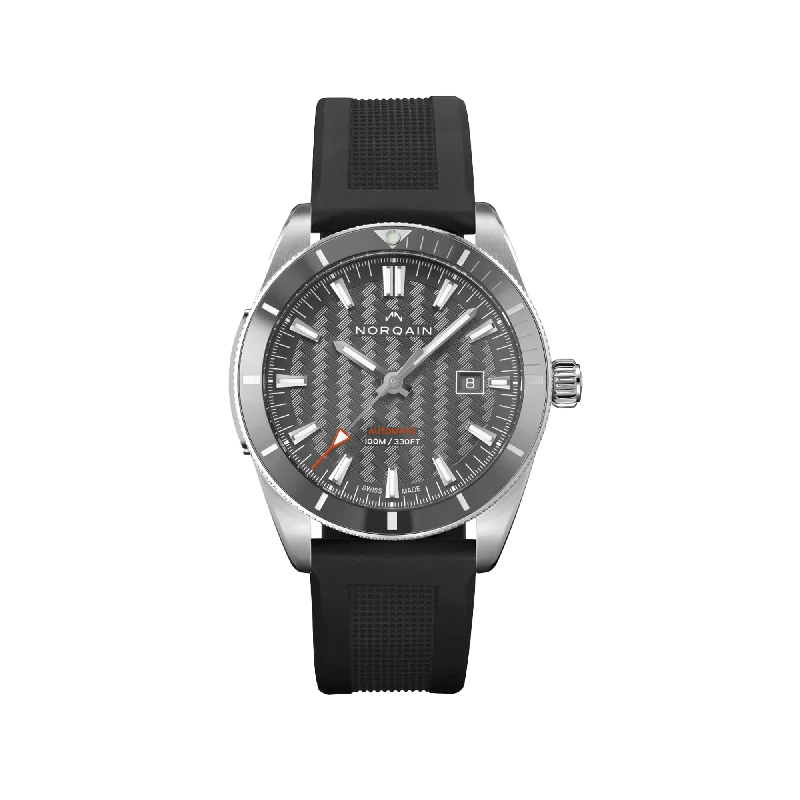 NORQAIN Adventure Sport Grey 42mm - Black Rubber Strap