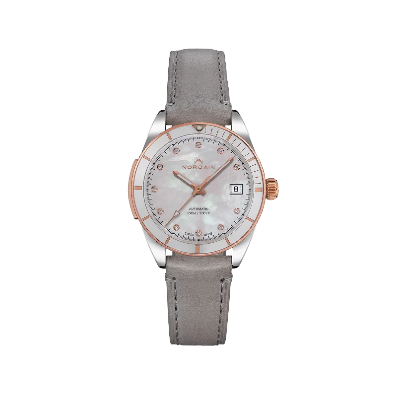 NORQAIN Adventure Sport Mother of Pearl with Diamonds 37mm - Cenere Normaine Strap