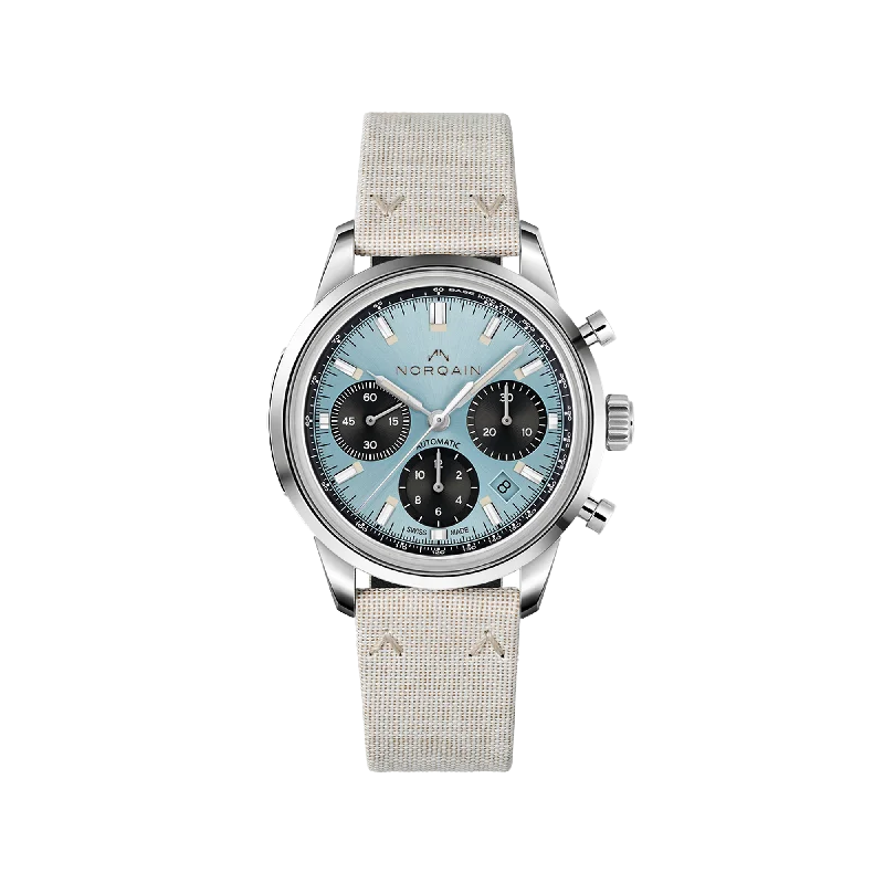 NORQAIN Freedom 60 Chrono 40mm Ice Blue Limited Edition - Nortide Strap Folding Clasp