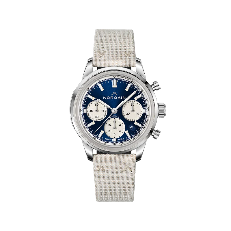 NORQAIN Freedom 60 Chrono Blue 40mm - Nortide Ivory Strap