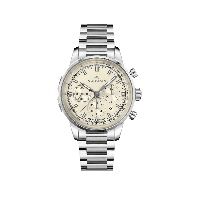 NORQAIN Freedom 60 Chrono Creme 43mm - Stainless Steel Bracelet