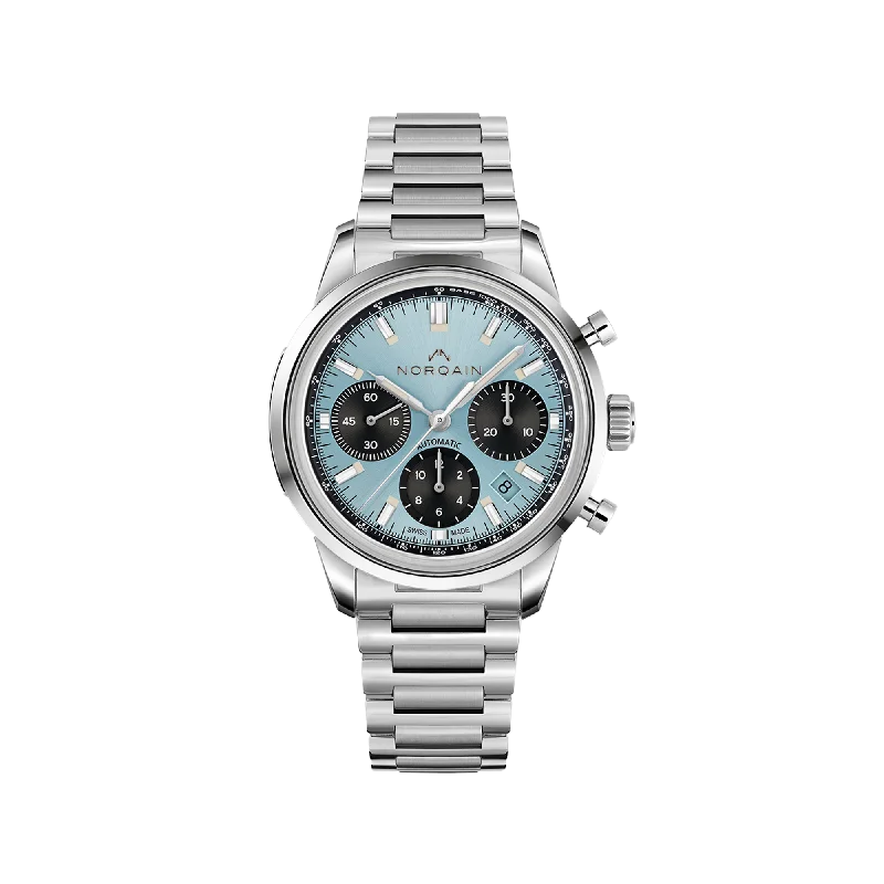 NORQAIN Freedom 60 Chrono 40mm Ice Blue Limited Edition - Stainless Steel Bracelet