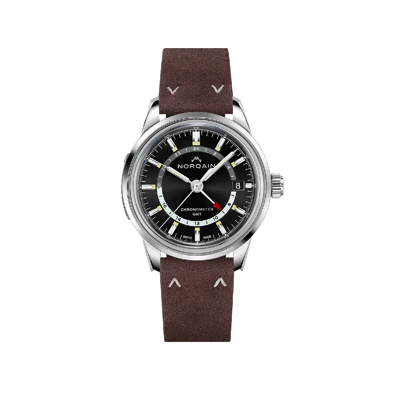 NORQAIN Freedom 60 GMT Black 40mm - Alcantara Ebony Strap