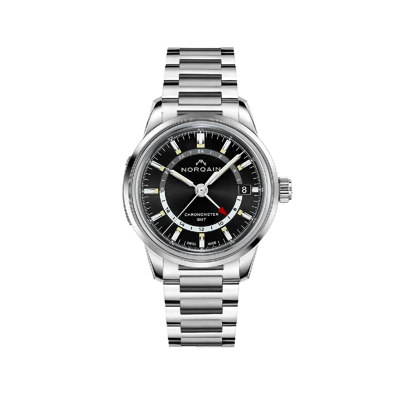 NORQAIN Freedom 60 GMT Black 40mm - Stainless Steel Bracelet