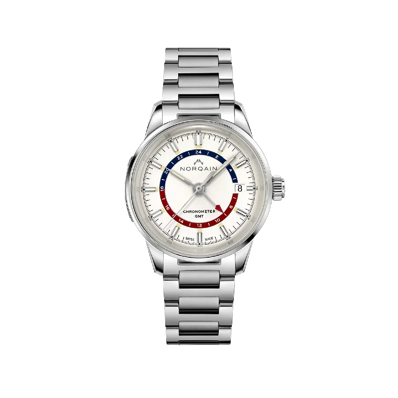 NORQAIN Freedom 60 GMT White 40mm - Stainless Steel Bracelet