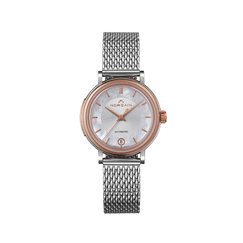 NORQAIN Freedom 60 - Gold - Mother of Pearl 34mm - Milanese Strap