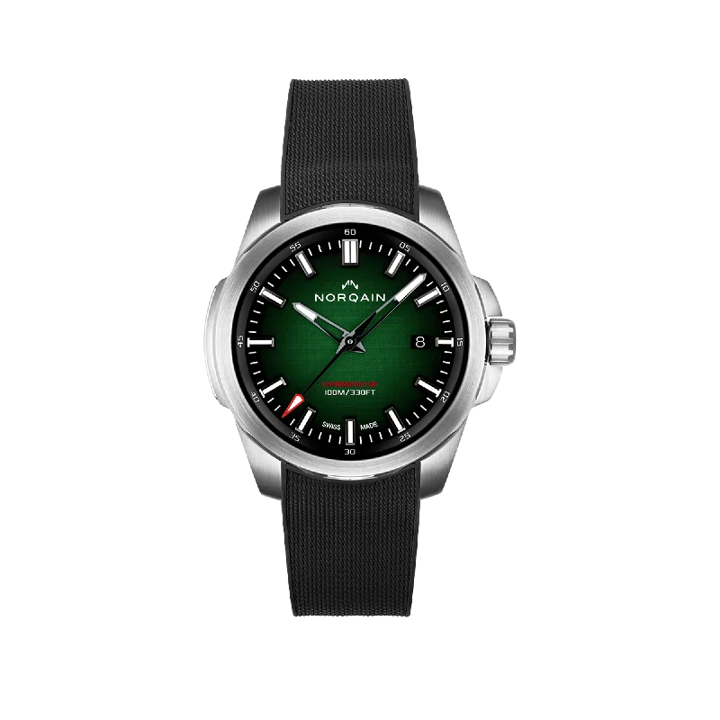 NORQAIN Independance Green Gradient 40mm - Black Rubber Strap