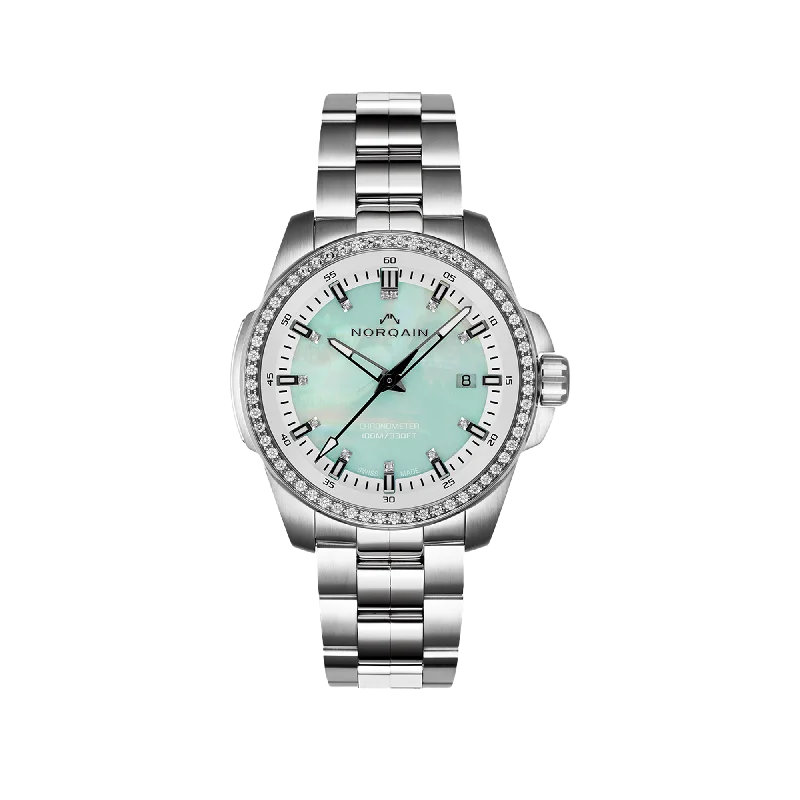 NORQAIN Independence Mother of Pearl Diamonds 40mm - Stainless Steel Bracelet